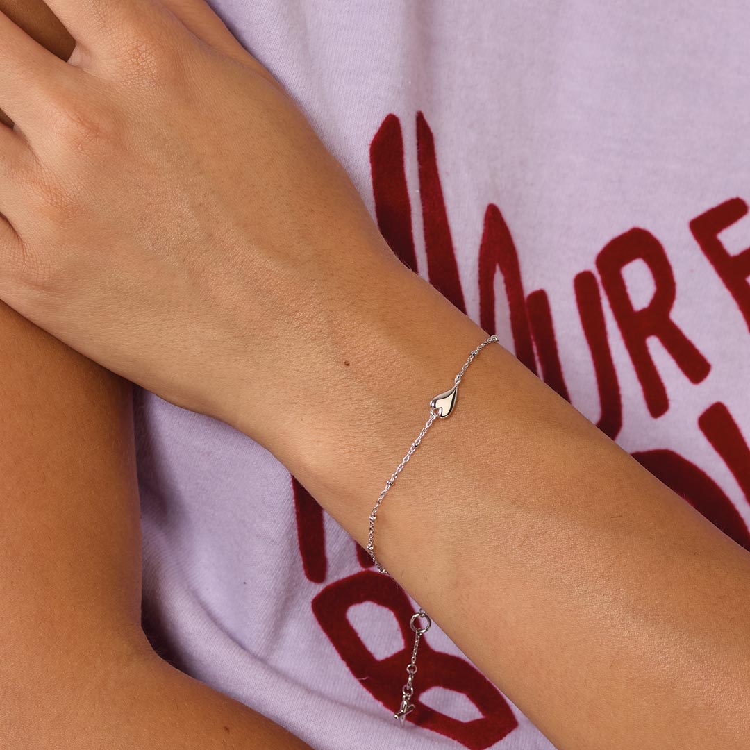 Kit Heath - Desire Kiss Mini Heart Ball Chain Bracelet - Silver