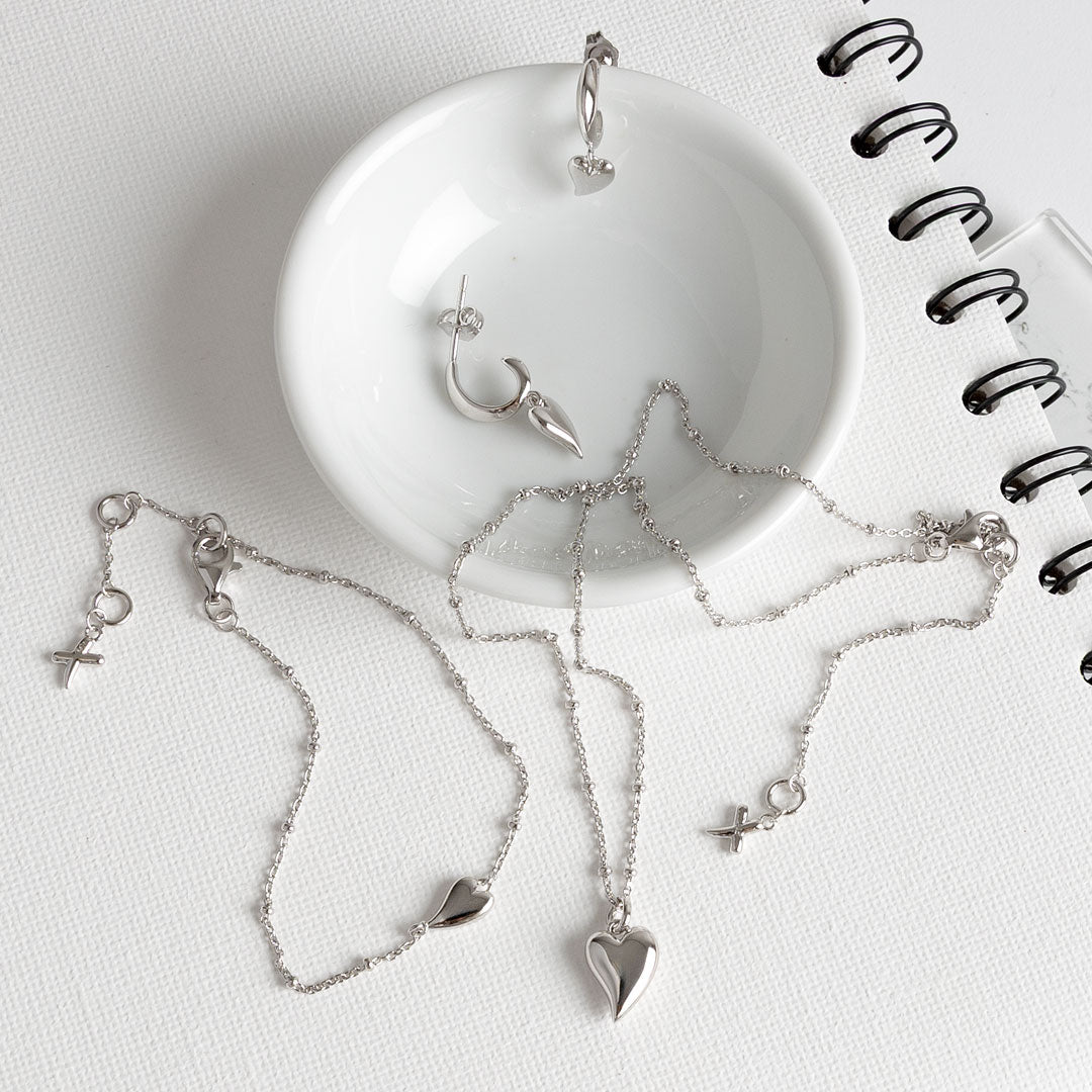 Kit Heath - Desire Kiss Mini Heart Ball Chain Bracelet - Silver