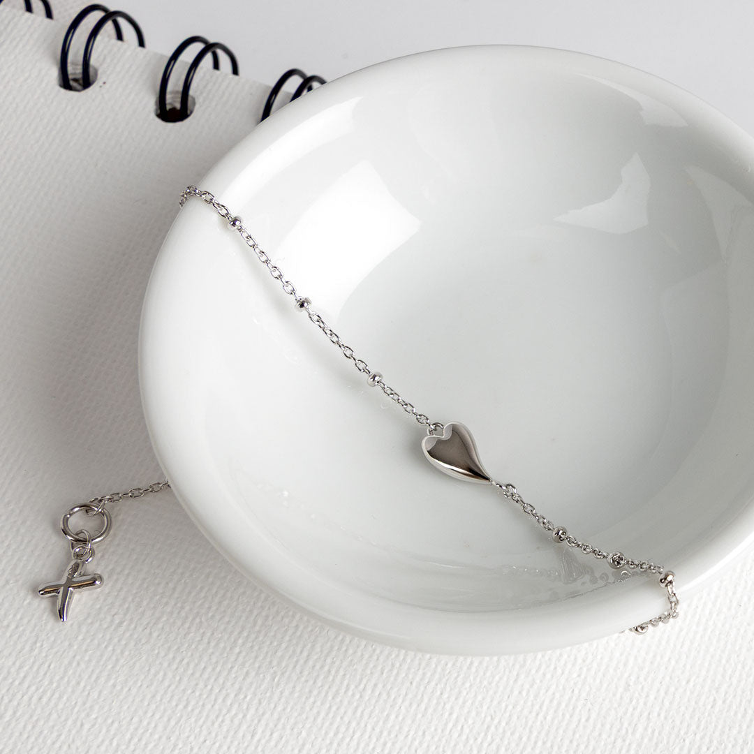 Kit Heath - Desire Kiss Mini Heart Ball Chain Bracelet - Silver
