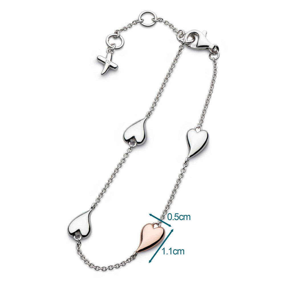 Kit Heath - Desire Kiss Blush Heart Station Bracelet - Silver