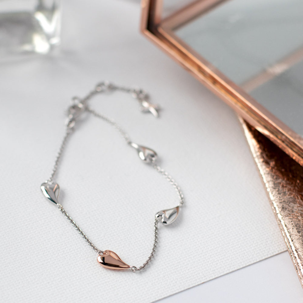 Kit Heath - Desire Kiss Blush Heart Station Bracelet - Silver