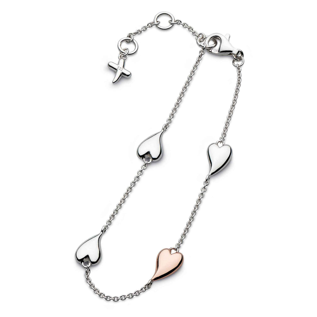 Kit Heath - Desire Kiss Blush Heart Station Bracelet - Silver