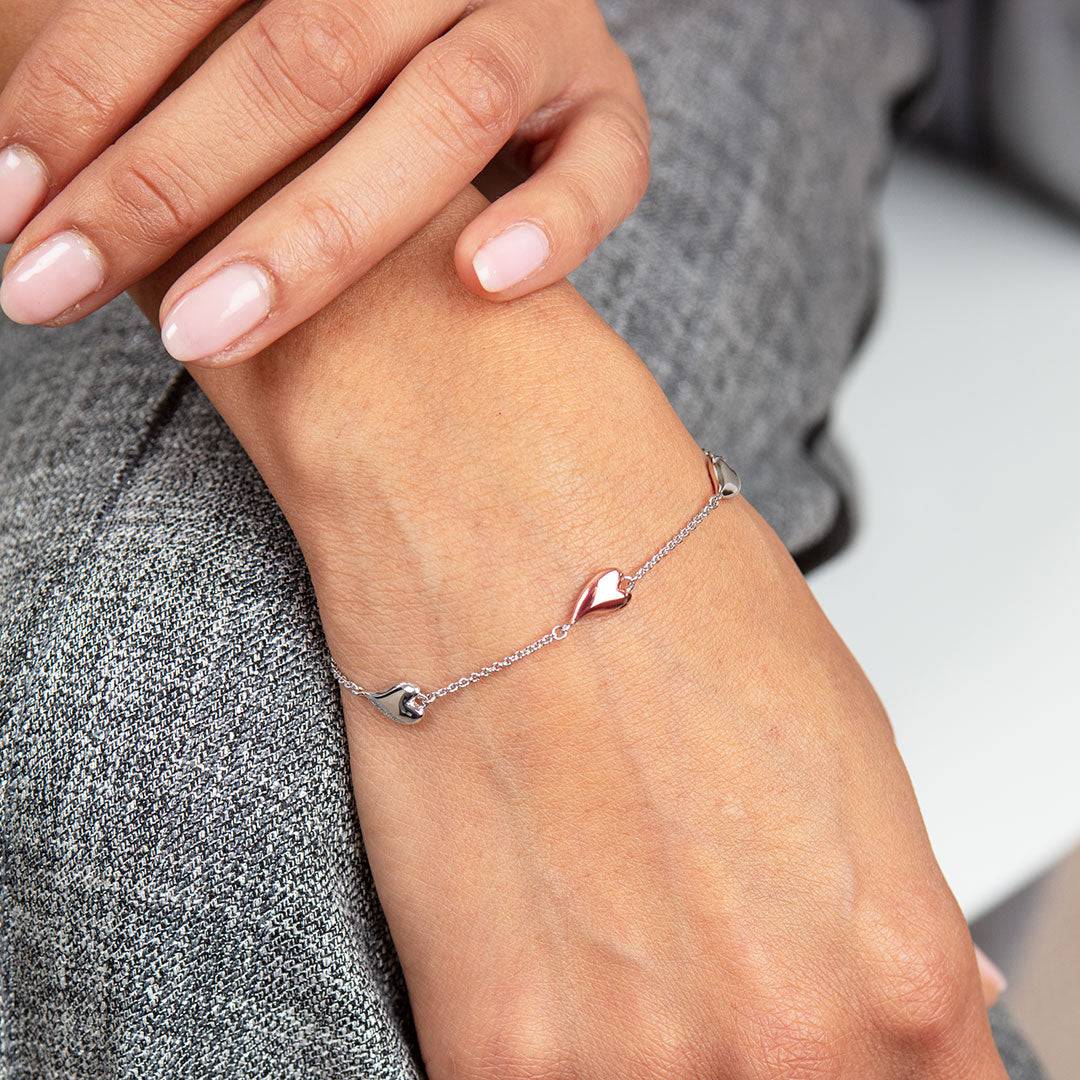 Kit Heath - Desire Kiss Blush Heart Station Bracelet - Silver