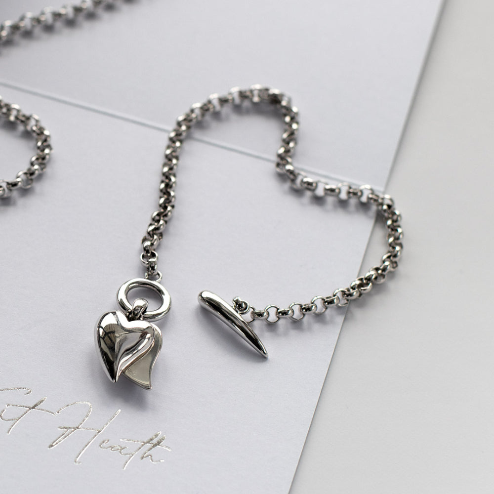Kit Heath - Desire Love Duet Heart T-Bar Bracelet - Silver