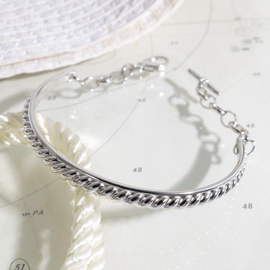 Kit Heath - Marina Rope Band Changle Bracelet - Silver