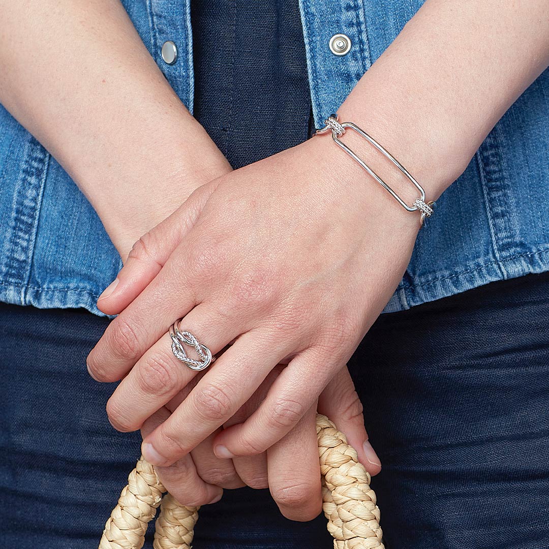 Kit Heath - Marina Rope Bar Link Toggle Bracelet - Silver