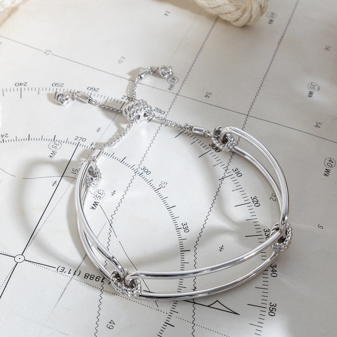 Kit Heath - Marina Rope Bar Link Toggle Bracelet - Silver