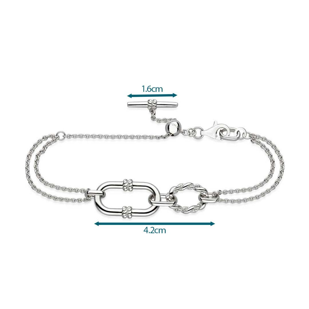 Kit Heath - Marina Rope Link Duo Grande Twin Chain Slider Bracelet - Silver