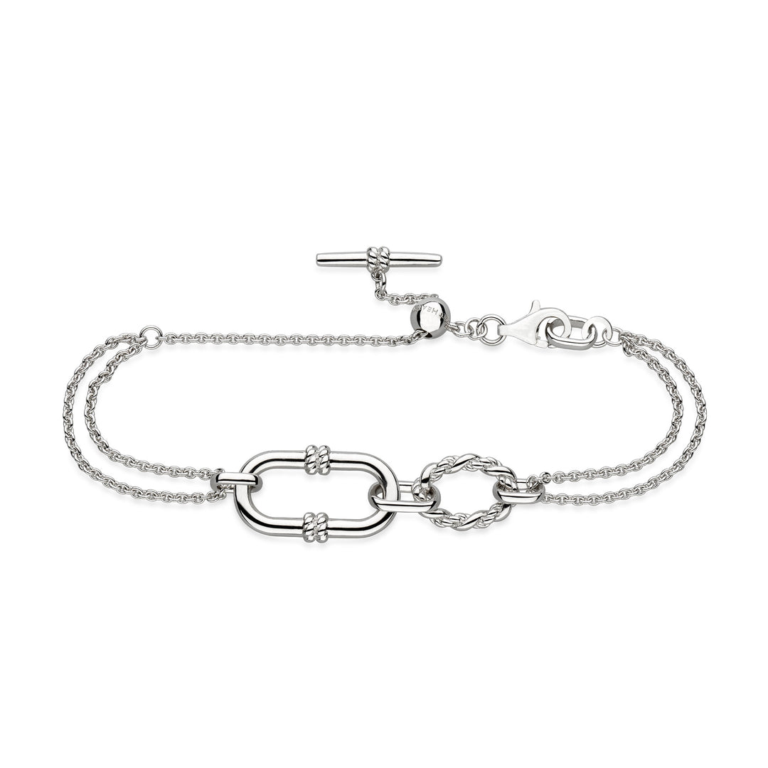Kit Heath - Marina Rope Link Duo Grande Twin Chain Slider Bracelet - Silver