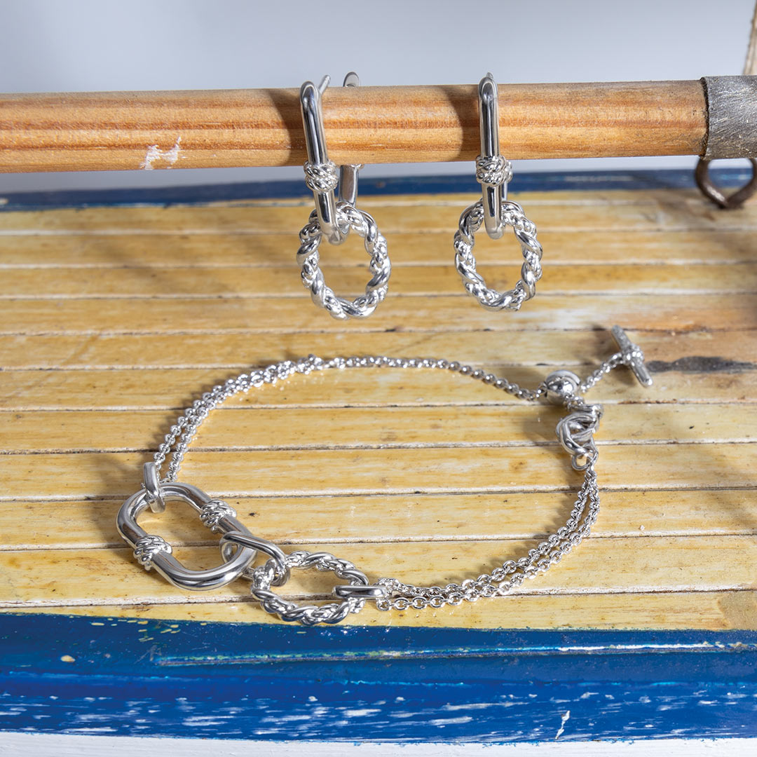 Kit Heath - Marina Rope Link Duo Grande Twin Chain Slider Bracelet - Silver