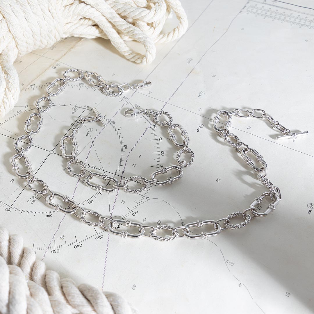 Kit Heath - Marina Rope Link Duo Grande Chain Bracelet - Silver