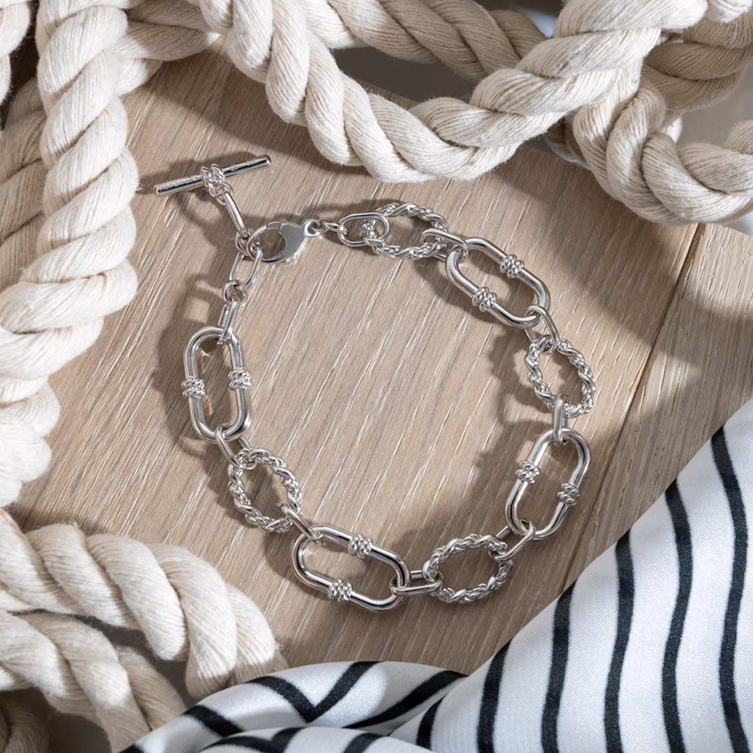 Kit Heath - Marina Rope Link Duo Grande Chain Bracelet - Silver