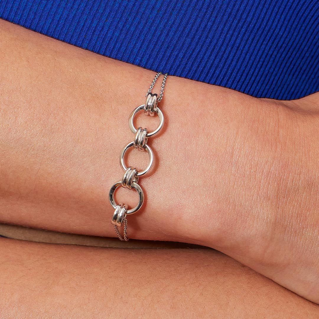 Kit Heath - Bevel Unity Twin Chain Slider Bracelet - Silver