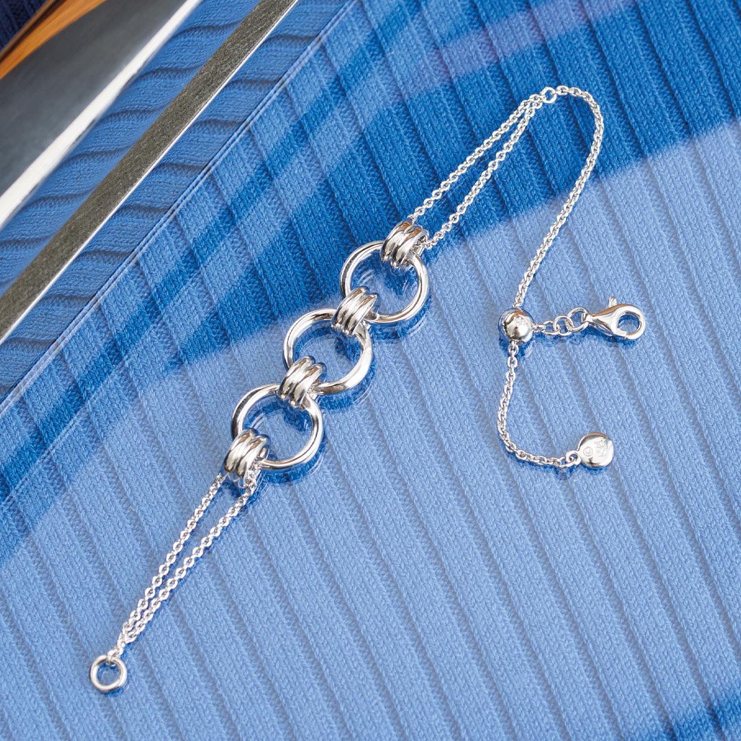Kit Heath - Bevel Unity Twin Chain Slider Bracelet - Silver