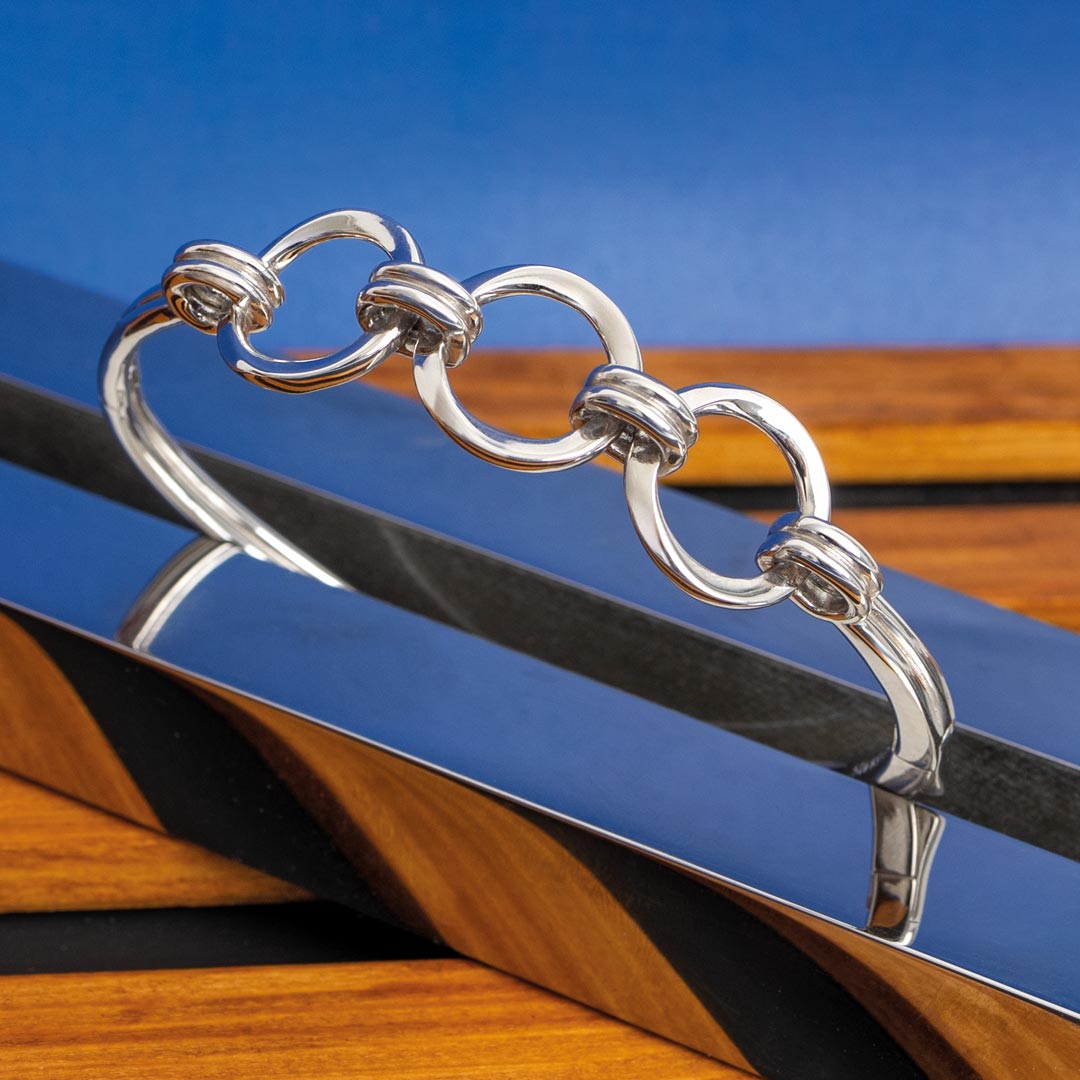 Kit Heath - Bevel Unity Hinged Bangle - Silver