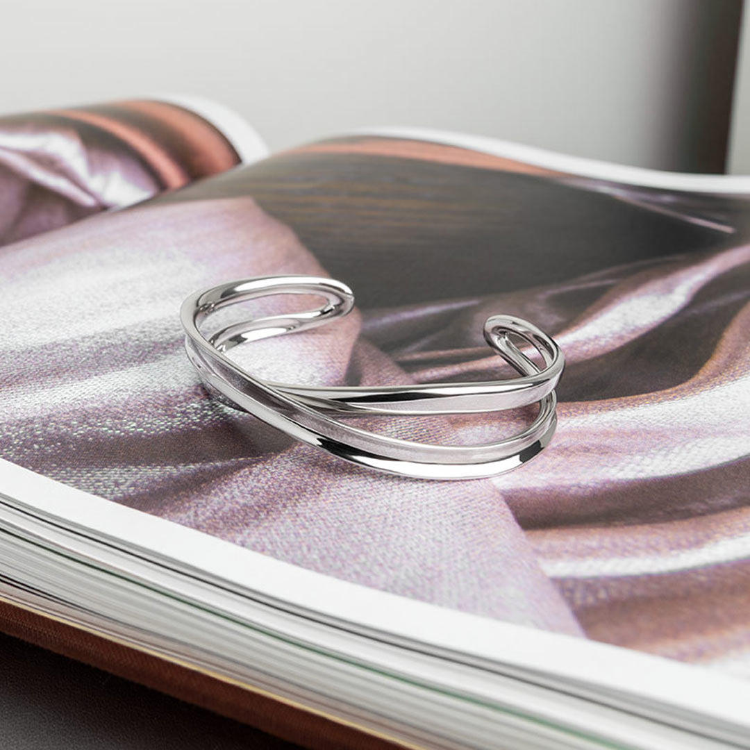 Kit Heath - Serenity Grande Crossover Cuff Bangle - Silver