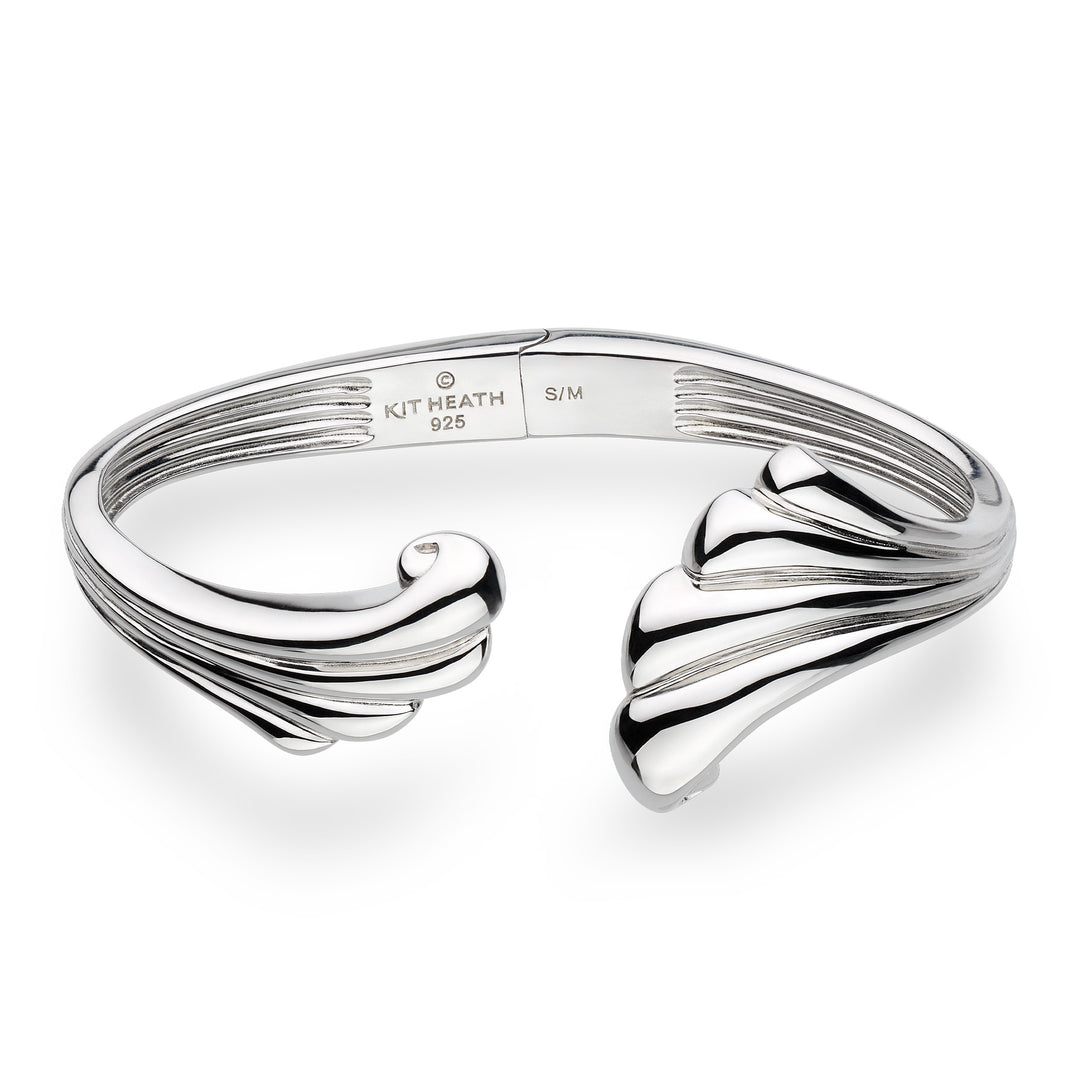 Kit Heath - Océane Shell Echo Grande Hinged Bangle - Silver