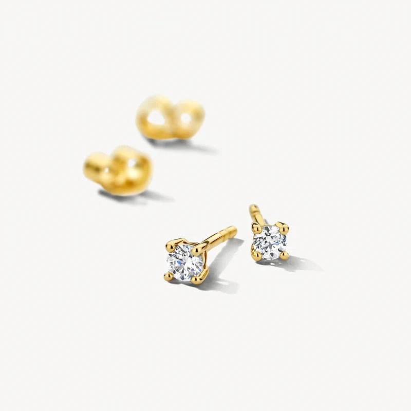 Blush - 4mm CZ Stud Earrings - 14kt Yellow Gold