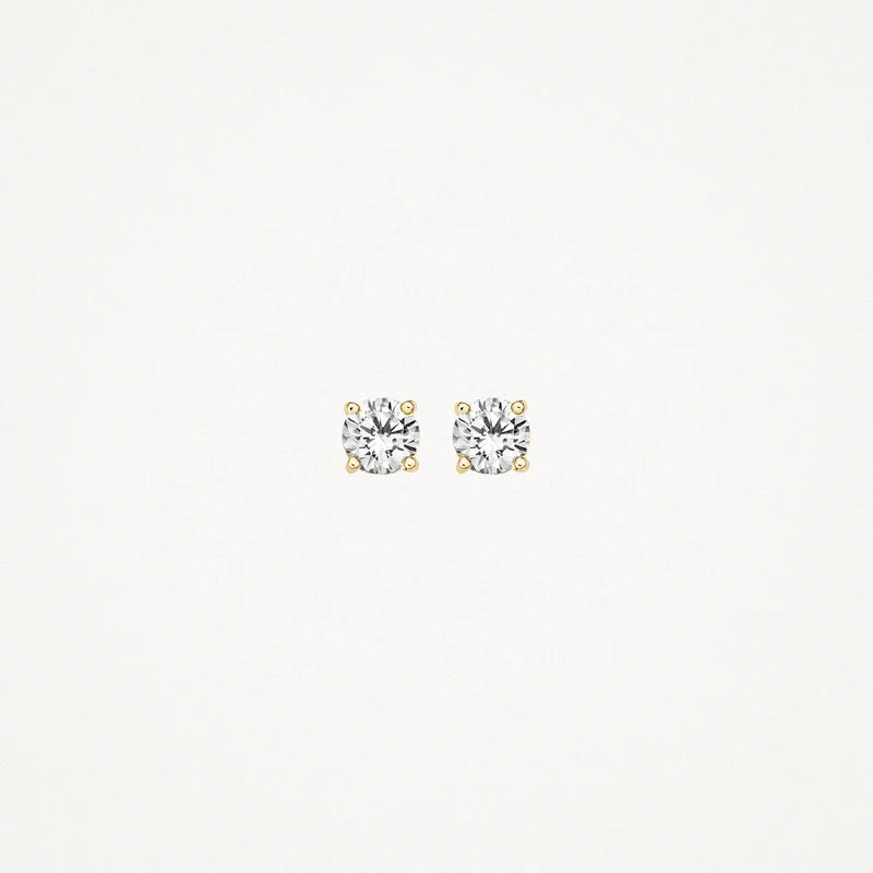 Blush - 4mm CZ Stud Earrings - 14kt Yellow Gold