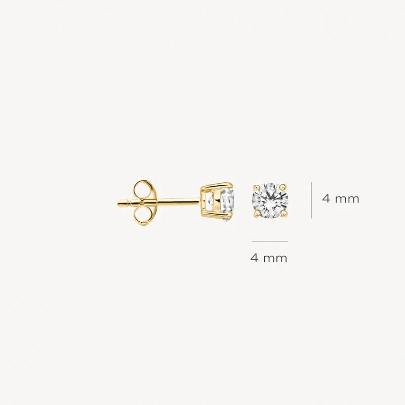 Blush - 4mm CZ Stud Earrings - 14kt Yellow Gold