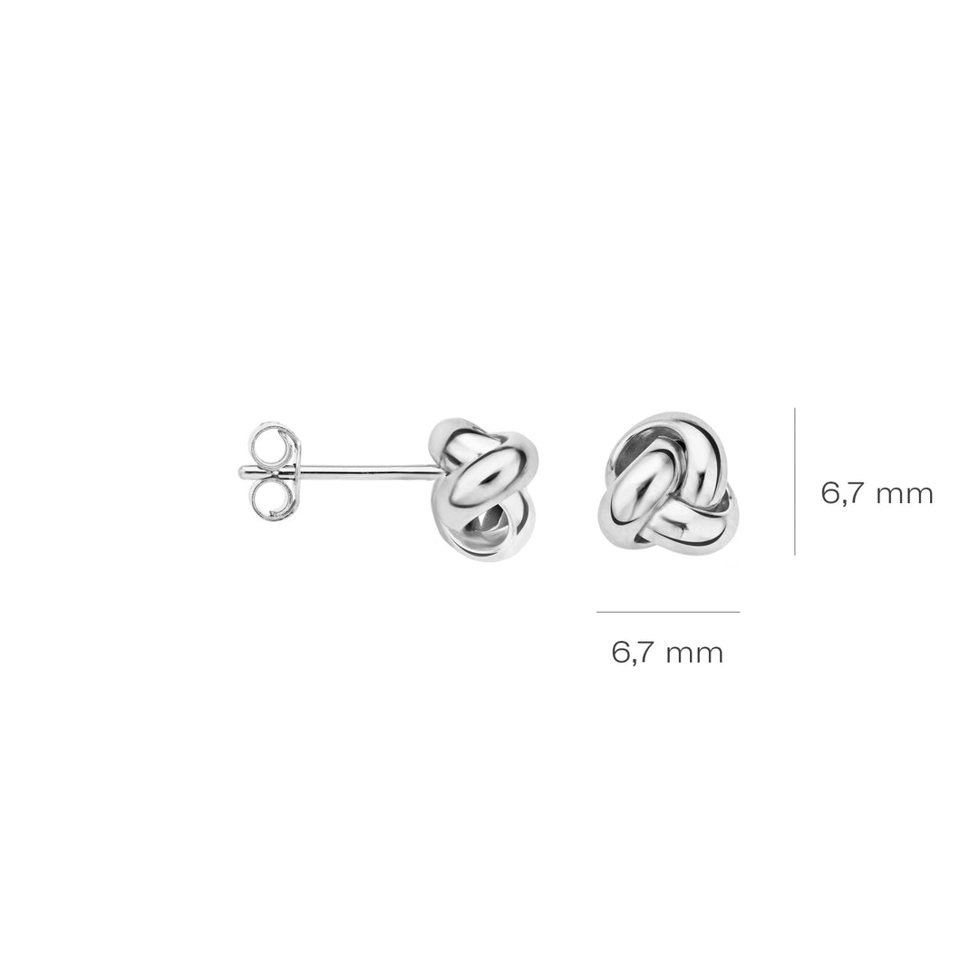 Blush - 6.7mm Knot Earrings - 14kt White Gold
