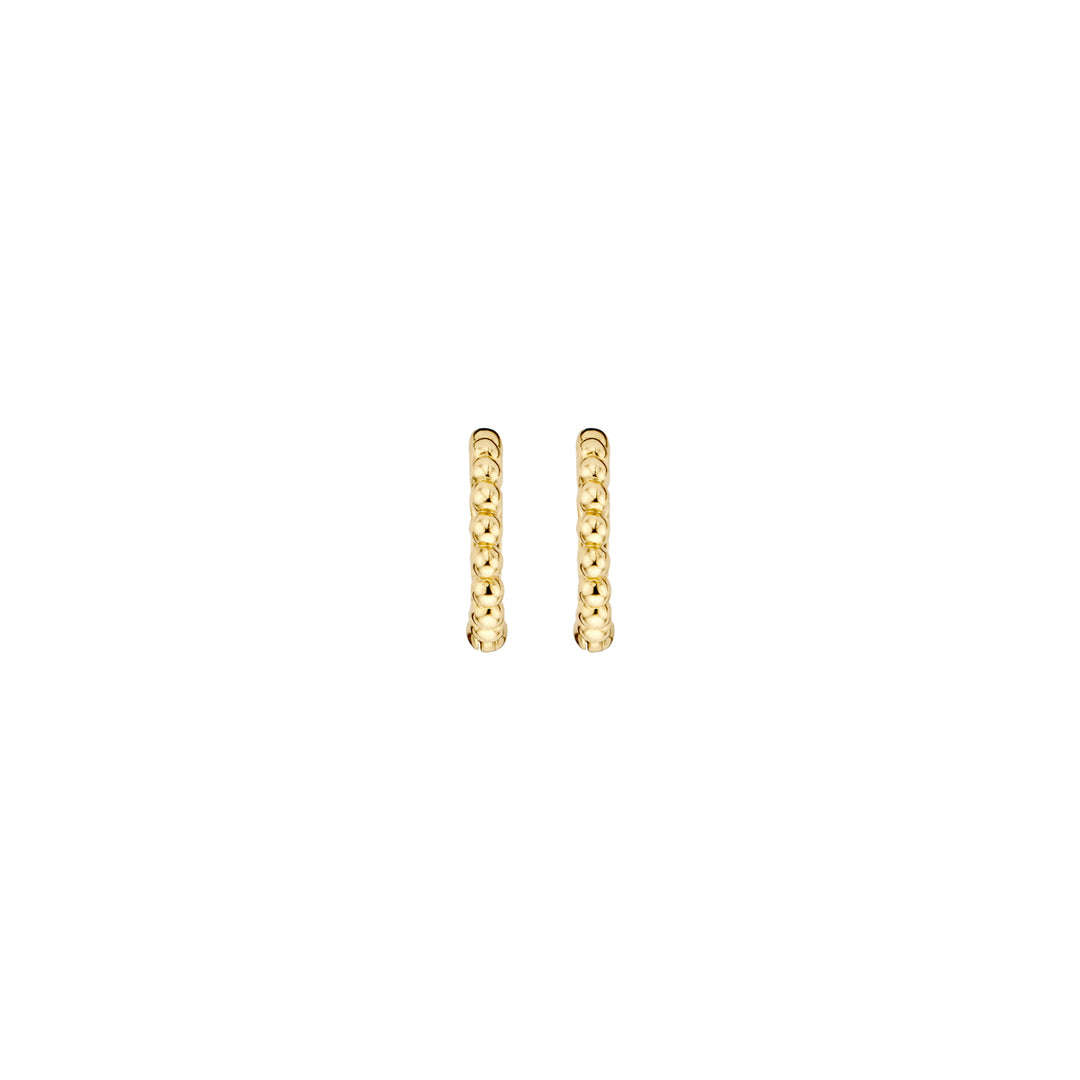 Blush - 1.65mm Mini Beaded Hoops - 14kt Yellow Gold