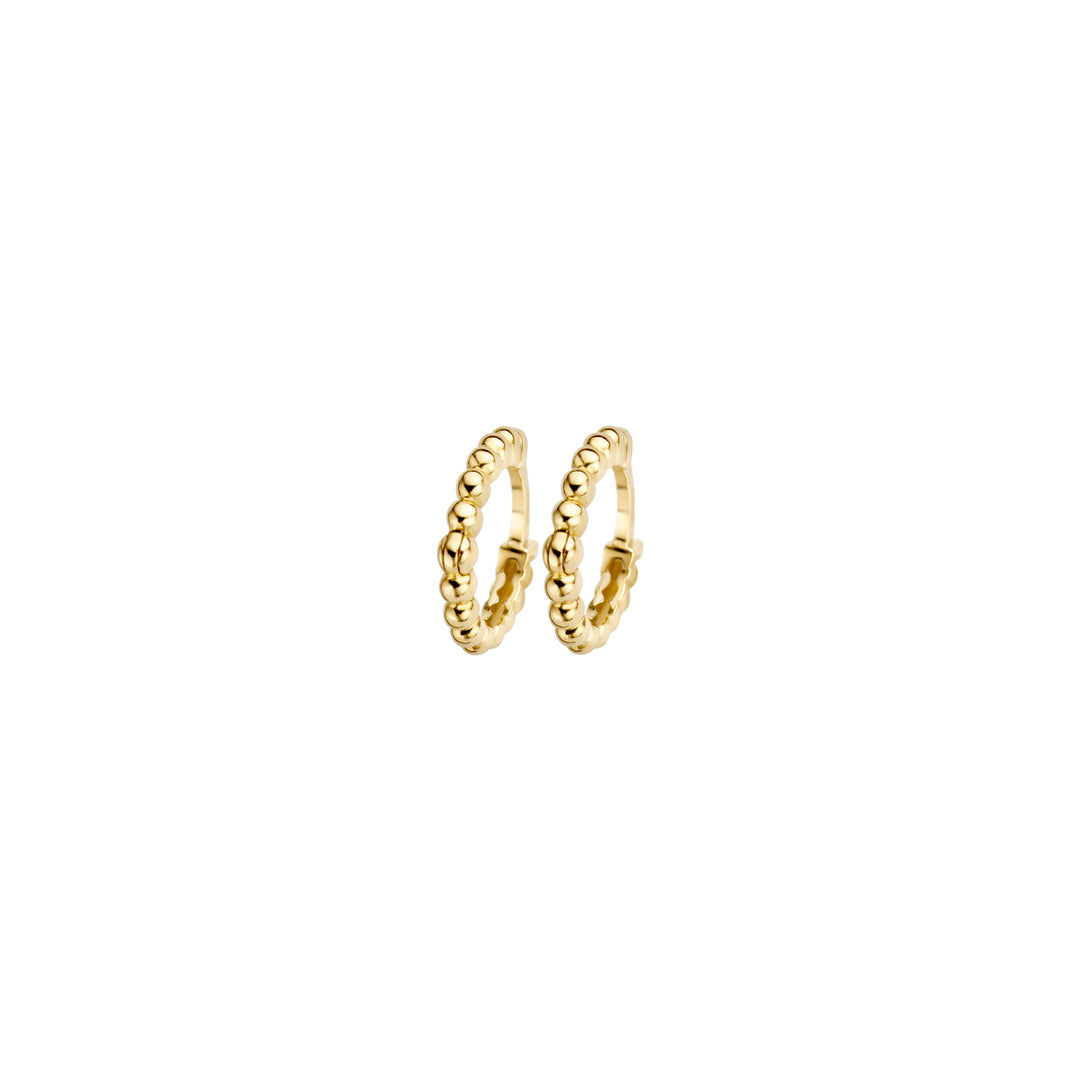 Blush - 1.65mm Mini Beaded Hoops - 14kt Yellow Gold