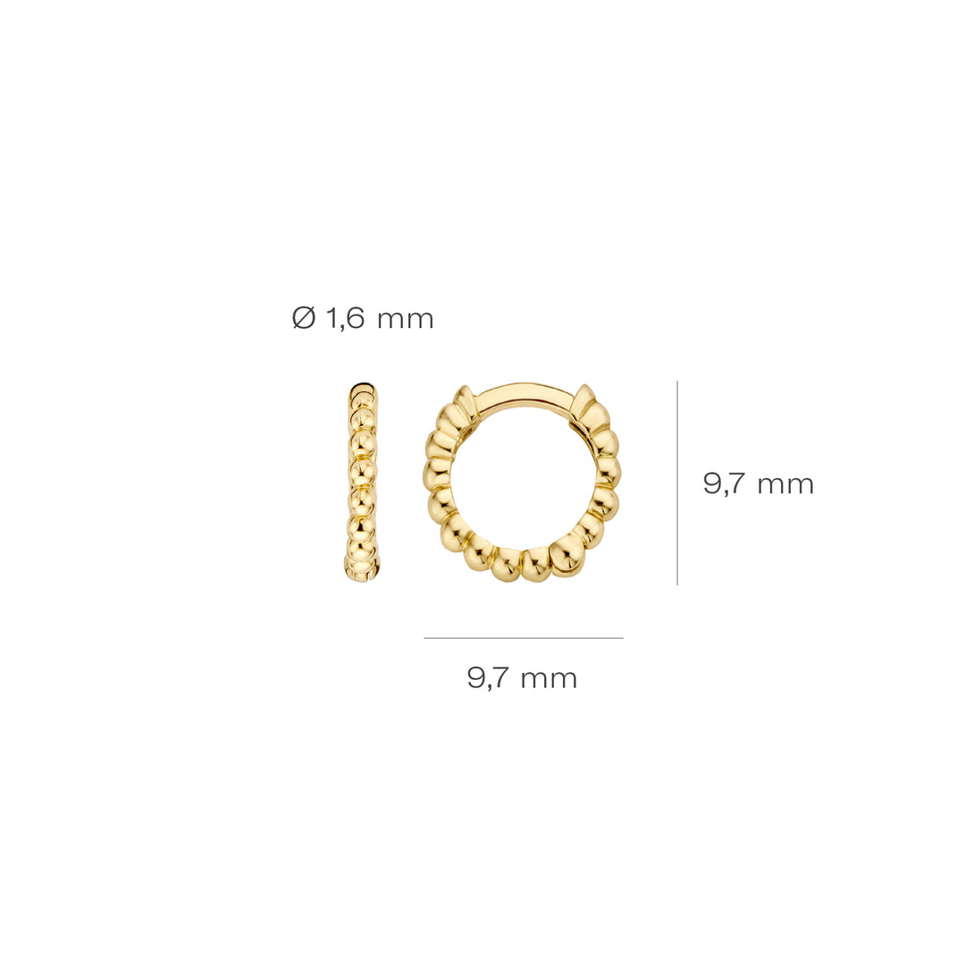 Blush - 1.65mm Mini Beaded Hoops - 14kt Yellow Gold