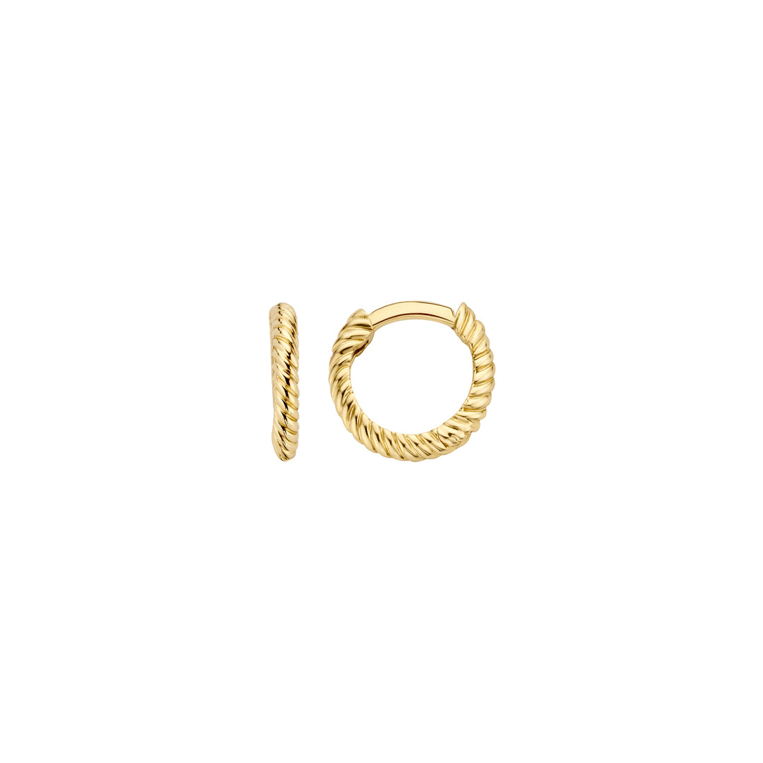 Blush - 1.6mm Mini Rope Hoops - 14kt Yellow Gold