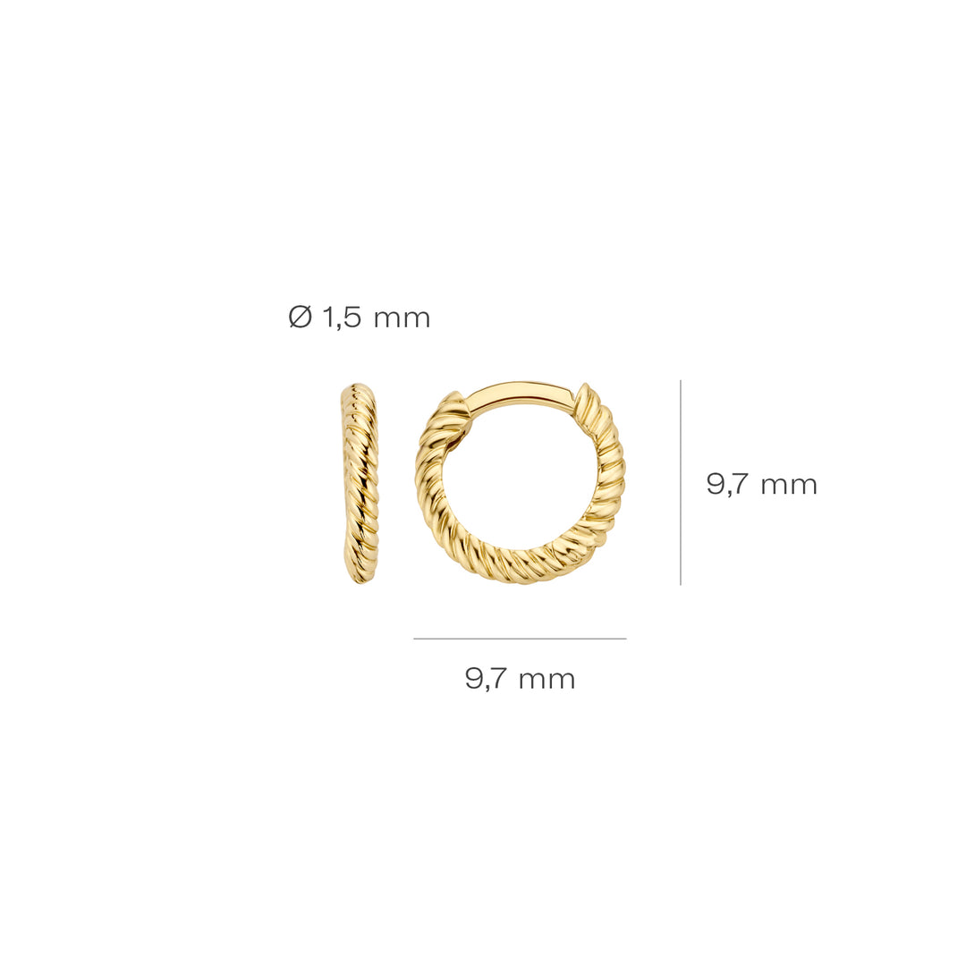 Blush - 1.6mm Mini Rope Hoops - 14kt Yellow Gold