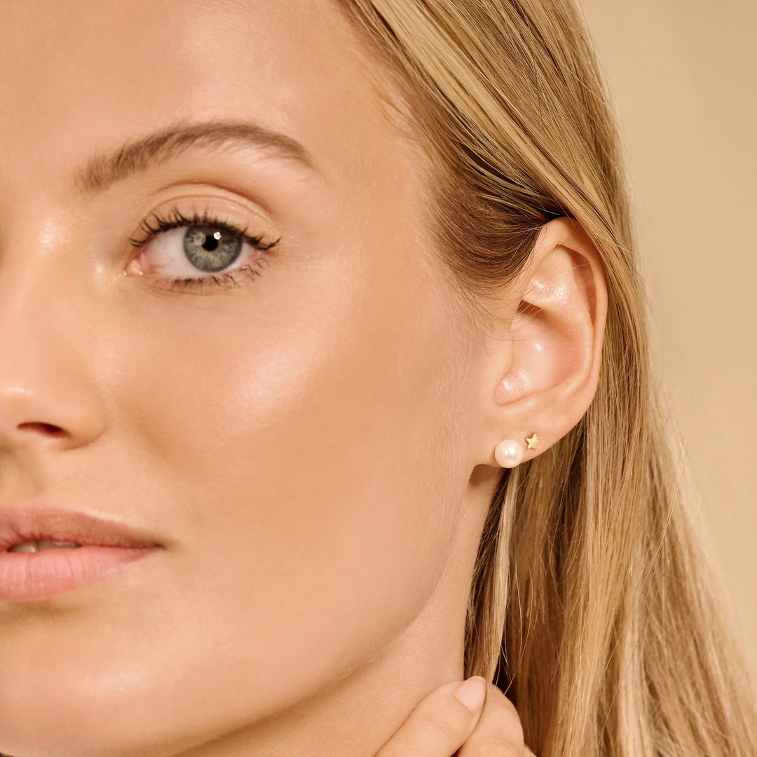 Blush - 3.7mm Star Stud Earrings - 14kt Yellow Gold