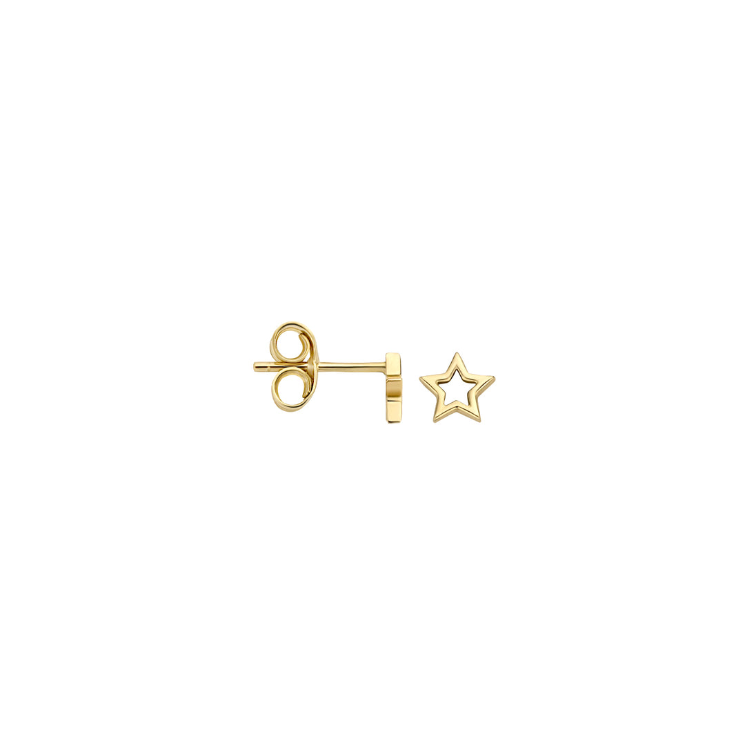Blush - 4.8mm Open Star Earrings - 14kt Yellow Gold