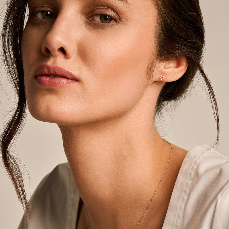 Blush - 4.8mm Open Star Earrings - 14kt Yellow Gold