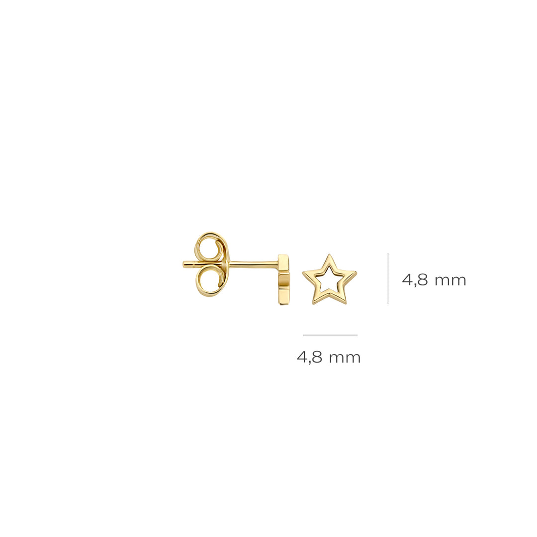 Blush - 4.8mm Open Star Earrings - 14kt Yellow Gold