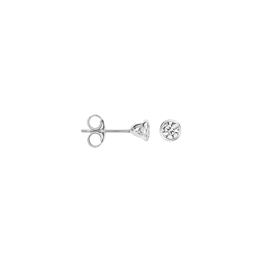 Blush - 3.8mm Bezel Set Earrings - 14kt White Gold