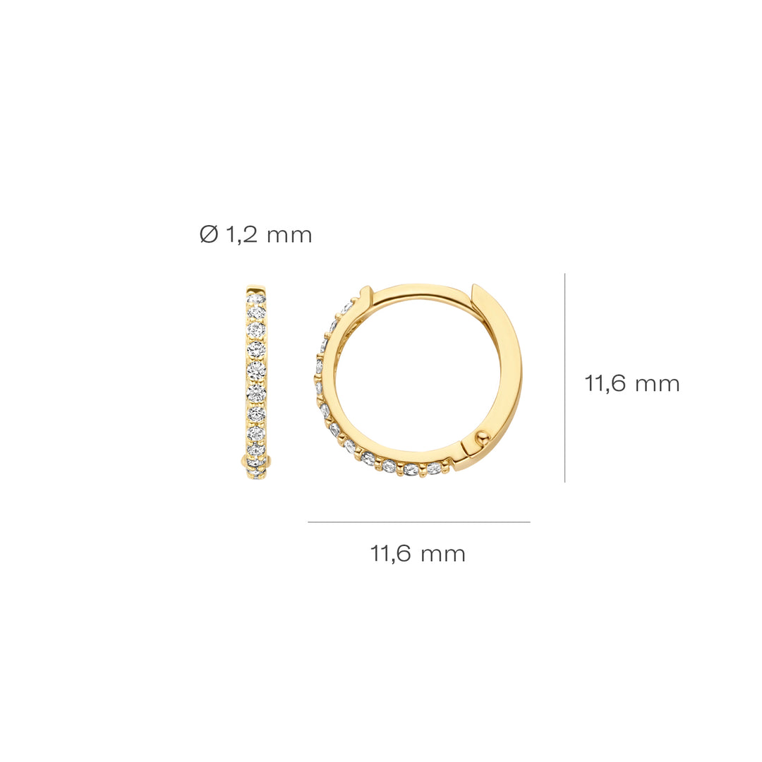 Blush - 11.6mm CZ Hoops - 14kt Yellow Gold