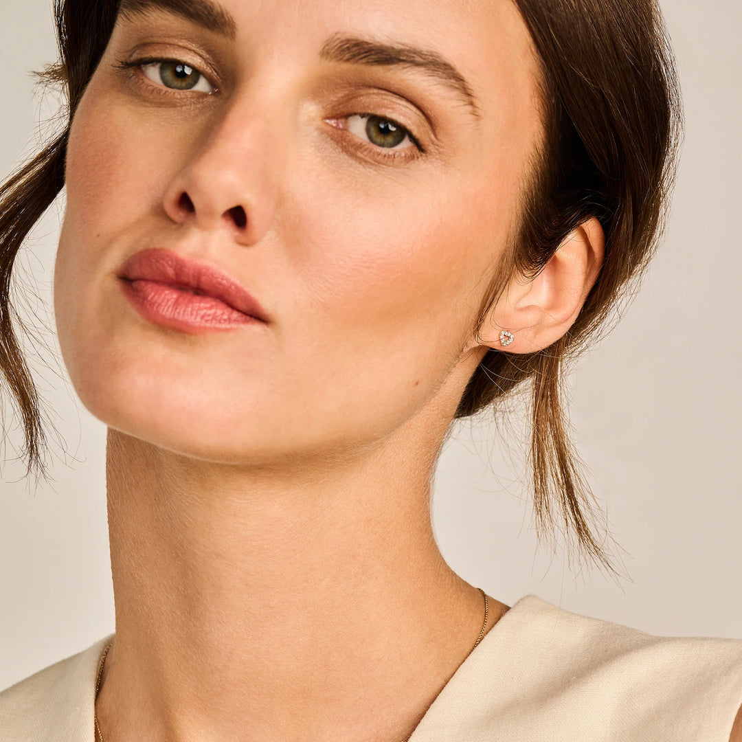 Blush - Heart Shape Pavé CZ Stud Earrings - 14kt White Gold