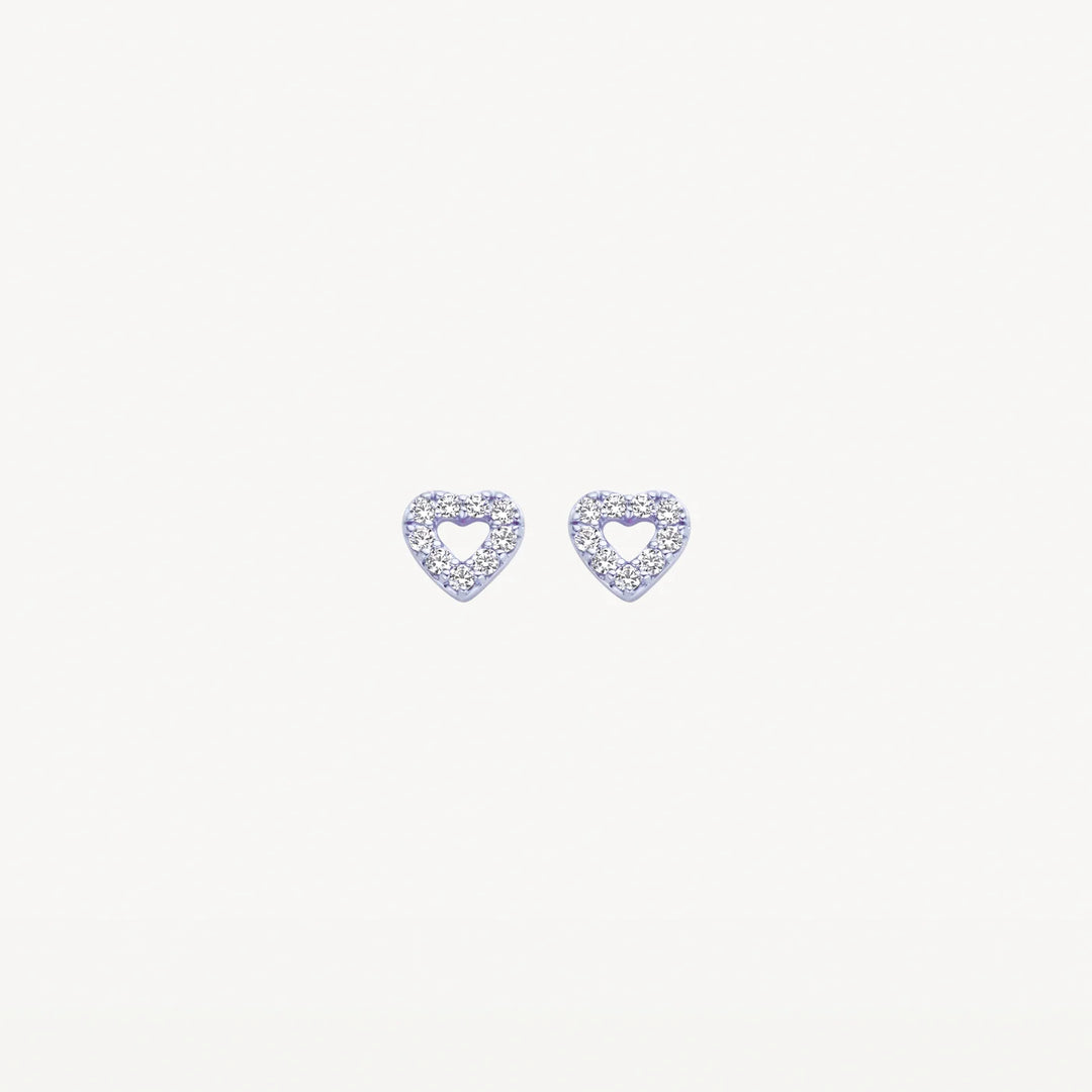 Blush - Heart Shape Pavé CZ Stud Earrings - 14kt White Gold
