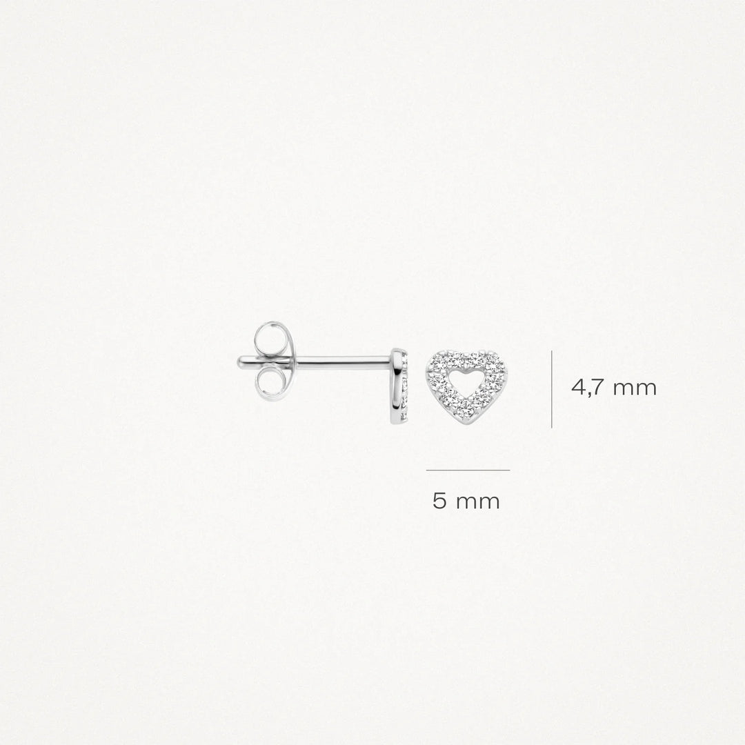 Blush - Heart Shape Pavé CZ Stud Earrings - 14kt White Gold