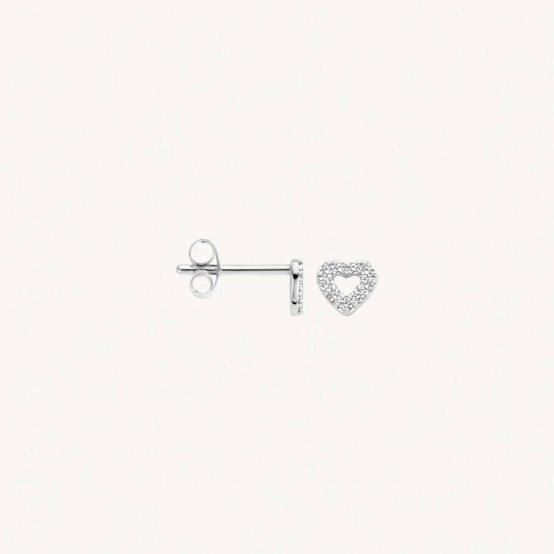 Blush - Heart Shape Pavé CZ Stud Earrings - 14kt White Gold