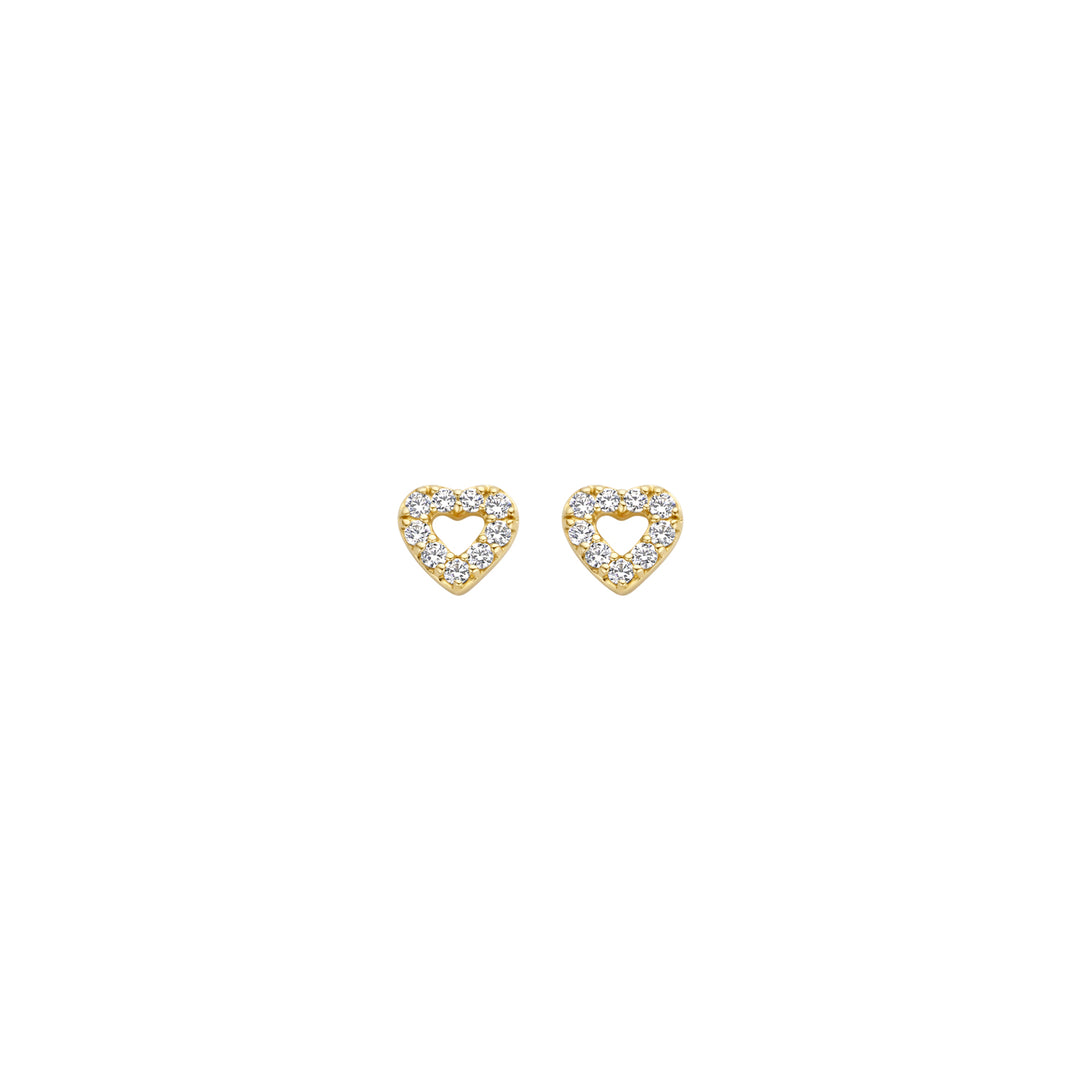 Blush - Open CZ Heart Earrings - 14kt Yellow Gold