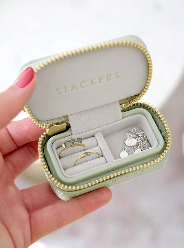 Stackers - Sage Green Petite Zipped Travel Jewellery Box