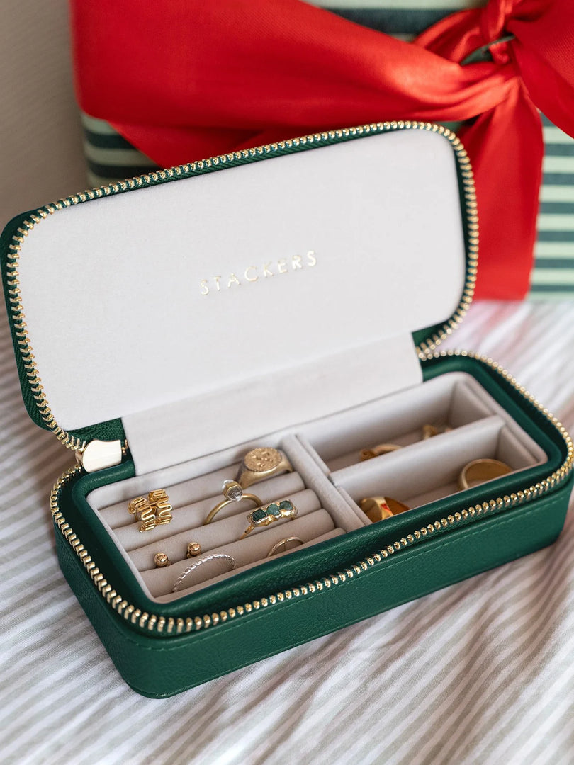 Stackers - Forest Green Medium Zipped Travel Jewellery Box