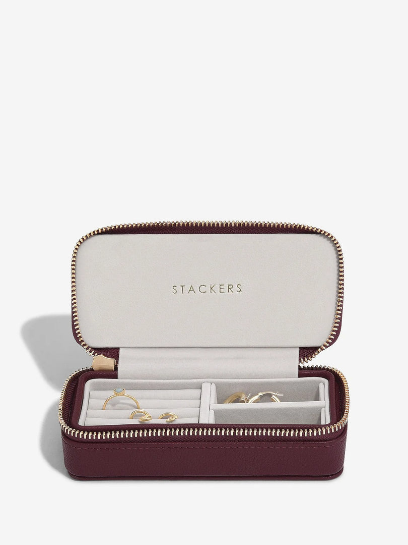 Stackers - Burgundy Medium Zipped Travel Jewellery Box