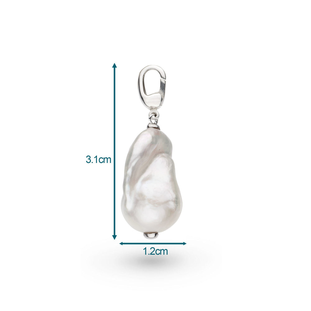 Kit Heath - Revival Baroque Pearl Link Charm Pendant - Silver