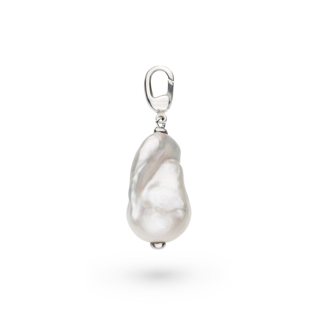 Kit Heath - Revival Baroque Pearl Link Charm Pendant - Silver