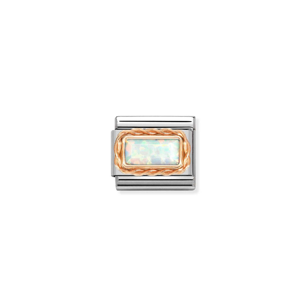 Nomination - Composable White Opal & Rose Gold Rectangular Charm