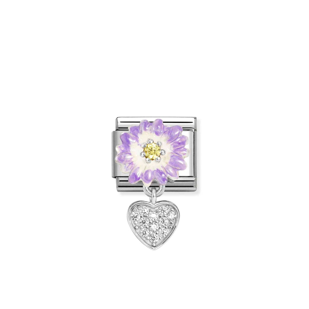 Nomination - Composable Purple Flower Heart Charm