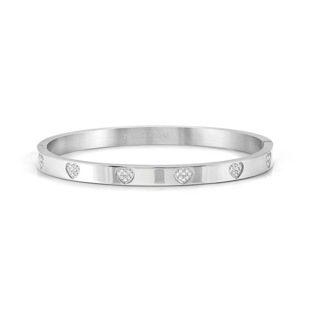 Nomination - Pretty Bangles Stainless Steel Pave CZ Hearts Bangle - Silver