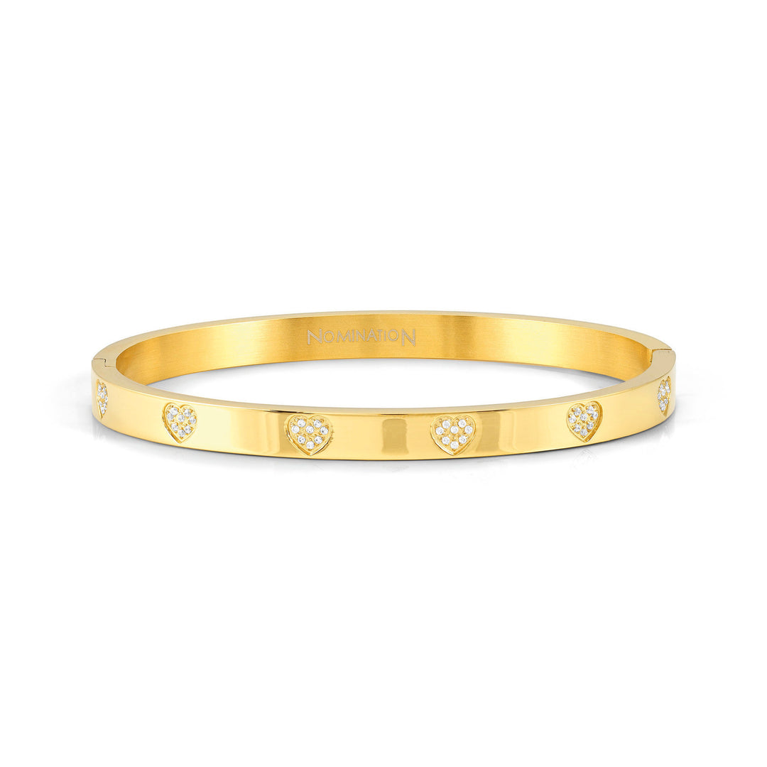 Nomination - Pretty Bangles Stainless Steel Gold Plated Pave CZ Hearts Bangle - Gold